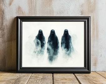 Witchy Halloween Ghost Art, Spooky Printable Wall Decor (Digital Download)