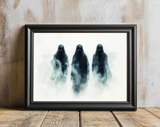 Witchy Halloween Ghost Art, Spooky Printable Wall Decor (Digital Download)