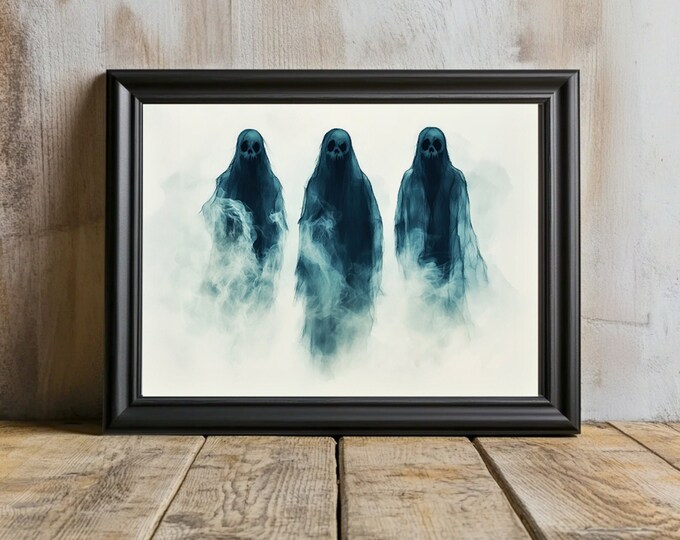 Spooky Ghost Art Print, Witchy Halloween Decor (Digital Download)