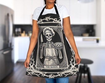 Skeleton Baker Tarot Schort - Witchy Baking Lover Gift en Gothic Spooky Kitchen Apparel