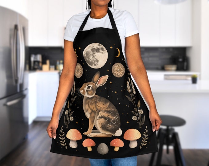 Cottagecore Easter Bunny Apron, Celestial Kitchen Gift