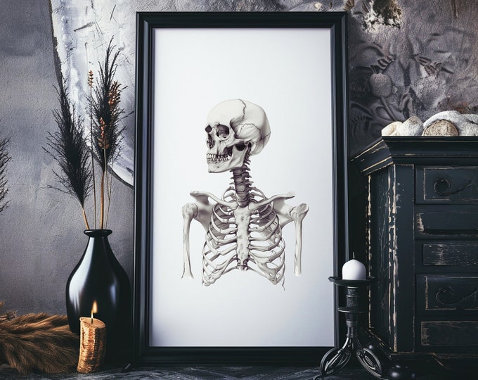 Antique Skeleton Art Print, Halloween, Day of the Dead (Digital Download)