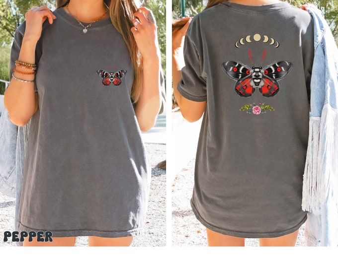 Cottagecore Moth Moon Phases T-Shirt, Comfort Colors Tee