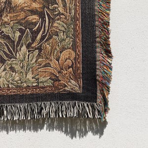 Medieval flying dragon woven tapestry blanket