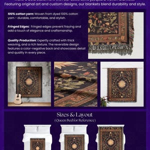 Cottagecore celestial sun and moon woven tapestry blanket