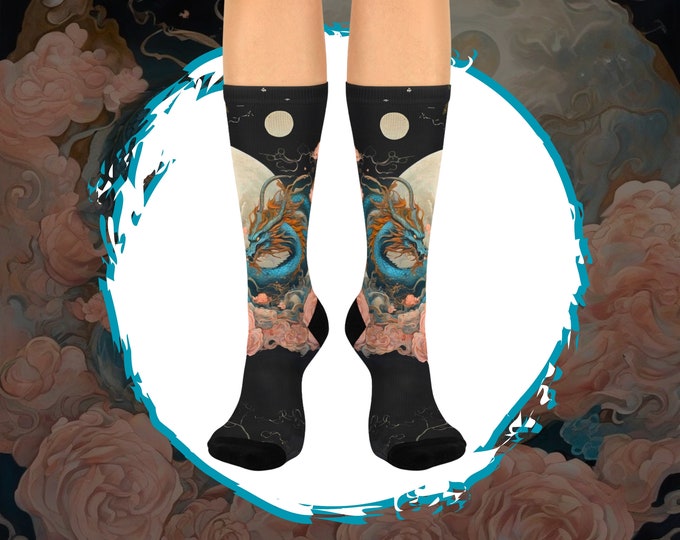 Year of the Dragon Socks, Dragon Lovers Gift, Chinese New Year Gift Socks, Dragon Causal Socks, Socks for Her or Him, Chinese Fantasy Gift