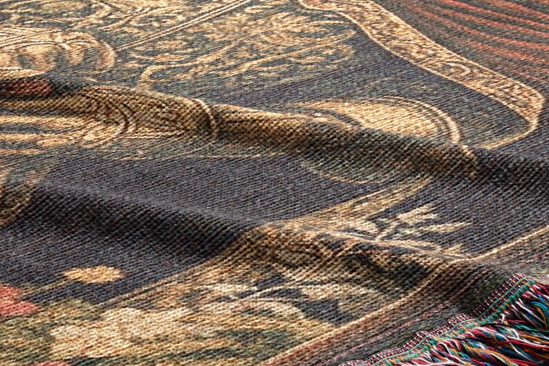 Medieval knight frog lover woven tapestry blanket decor