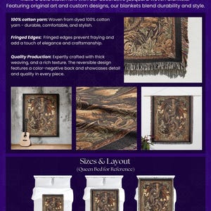 Medieval flying dragon woven tapestry blanket