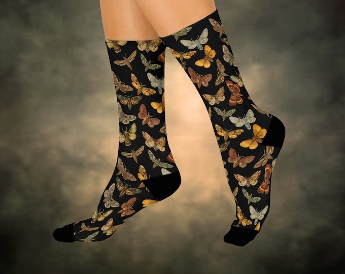 Moth Print Socks, Boho Cottagecore Style