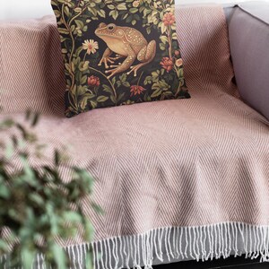 Floral cottagecore frog and toad lover stuffed throw pillow and pillowcase decor