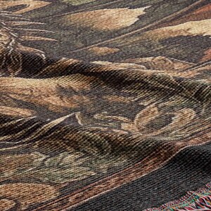 Medieval flying dragon woven tapestry blanket