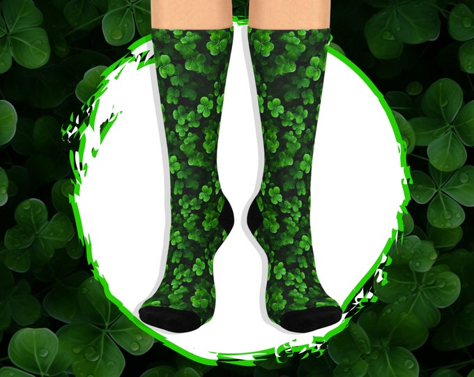 Shamrock Socks, St. Patrick's Day Clover Crew Socks