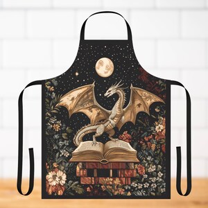 Book lover fantasy dragon kitchen apron