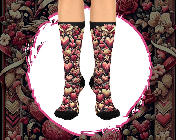 Heart Print Valentine's Day Socks, Cottagecore Gift