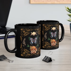 Moon Phases Cottagecore Mug, Moon Phases Moth Coffee Mug, Moth Cottagecore Cup, Coffee Lover Gift, Moon Lover Mug, Cottagecore Gift Mug image 7