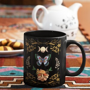Moon Phases Cottagecore Mug, Moon Phases Moth Coffee Mug, Moth Cottagecore Cup, Coffee Lover Gift, Moon Lover Mug, Cottagecore Gift Mug image 6
