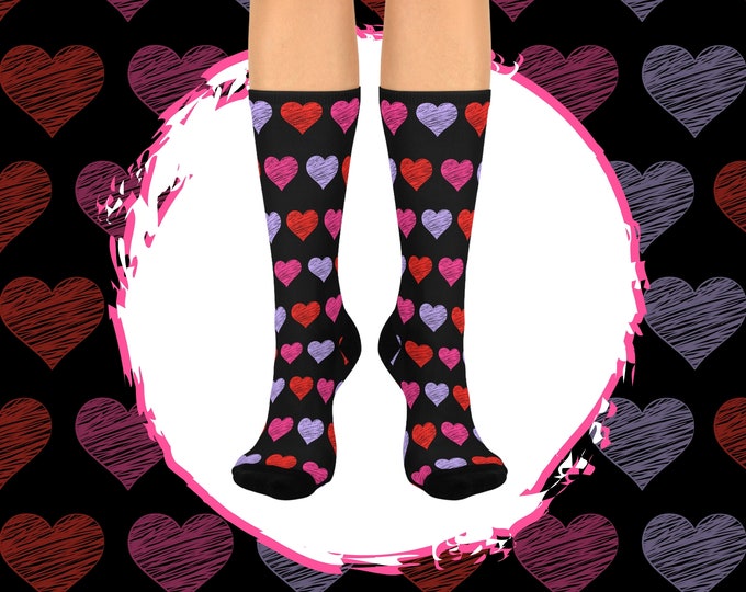 Heart Print Socks, Valentine's Day Gift, Cottagecore Style