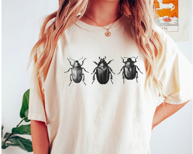 Comfort Colors Beetle T-Shirt, Grunge Dark Academia Entomology Tee