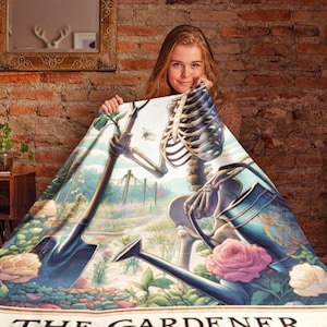 Coperta dei tarocchi del giardiniere, coperta da strega Cottagecore, coperta regalo con zodiaco astrologico, coperta in peluche gotica per neonati, regalo unico