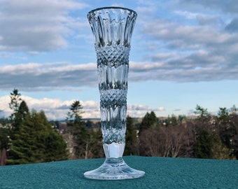 Vintage Bohemian Style Diamond Cut Shannon Crystal Bud Vase