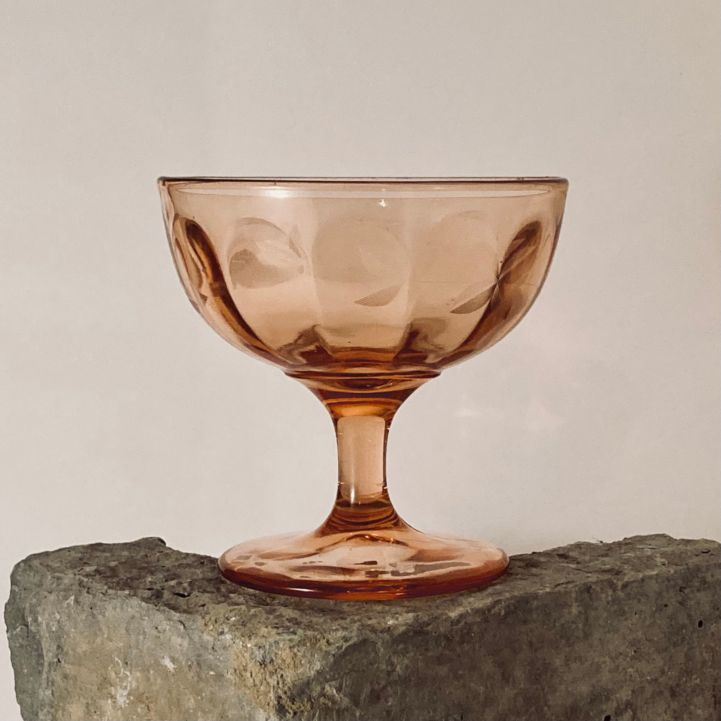Vintage Pink Depression Glass Etched Glass Champagne / Sherbet - Etsy