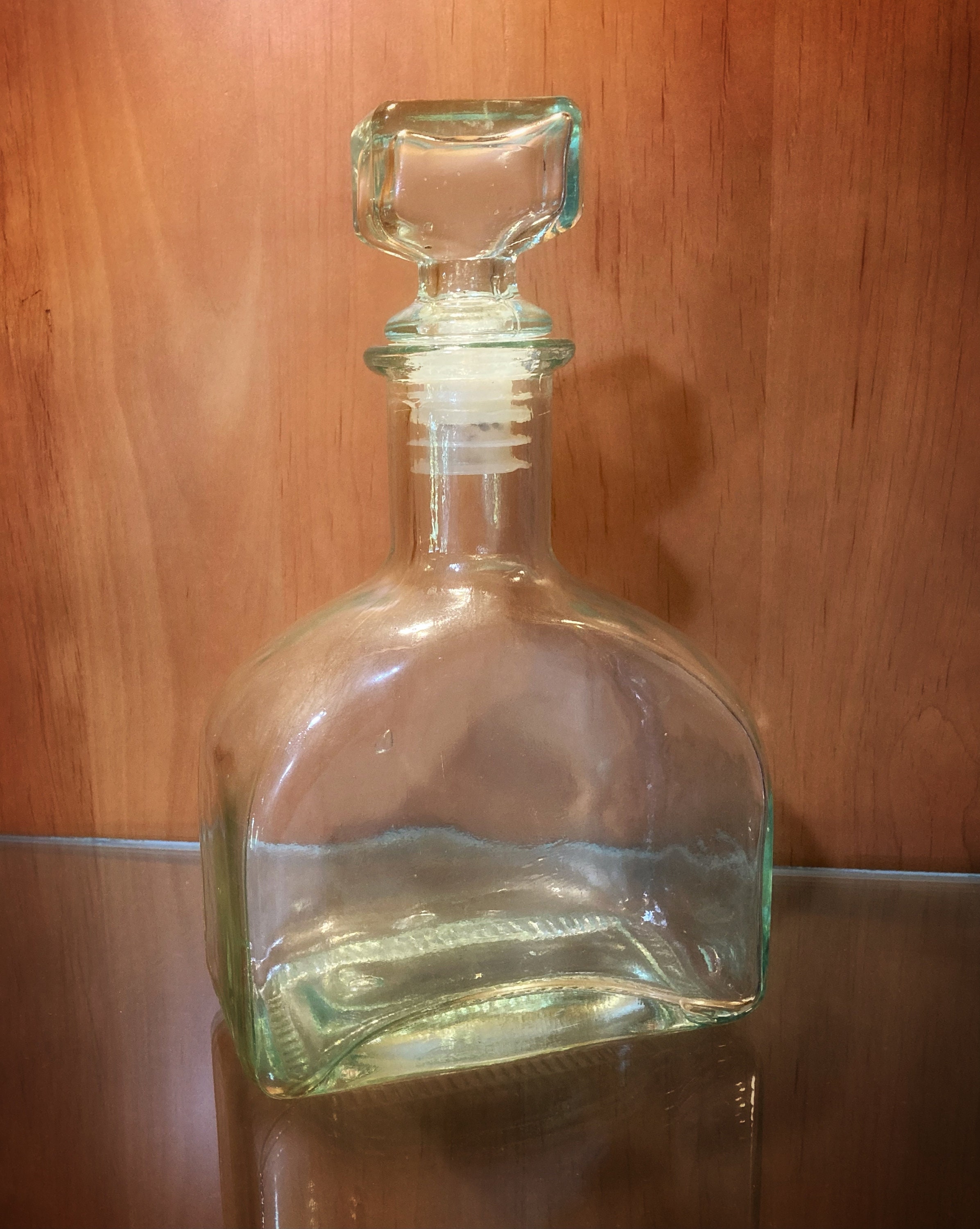 Vintage Recycled Glass Block Decanter Etsy