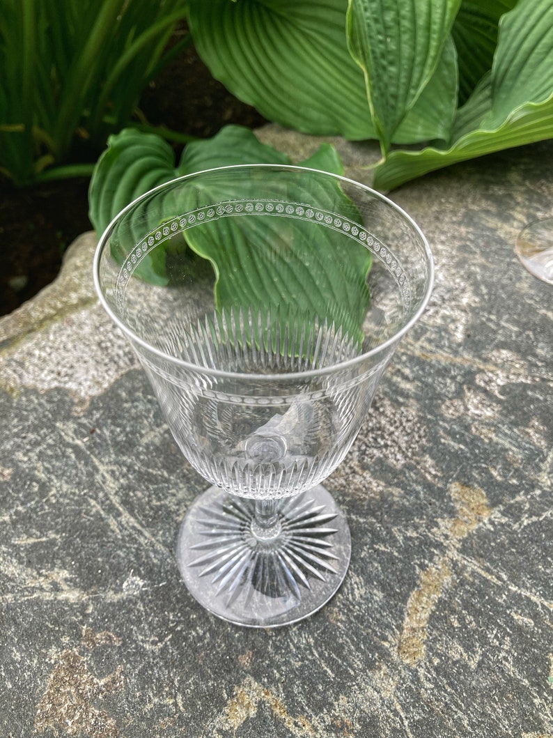 Vintage Etched Crystal Goblet Etsy