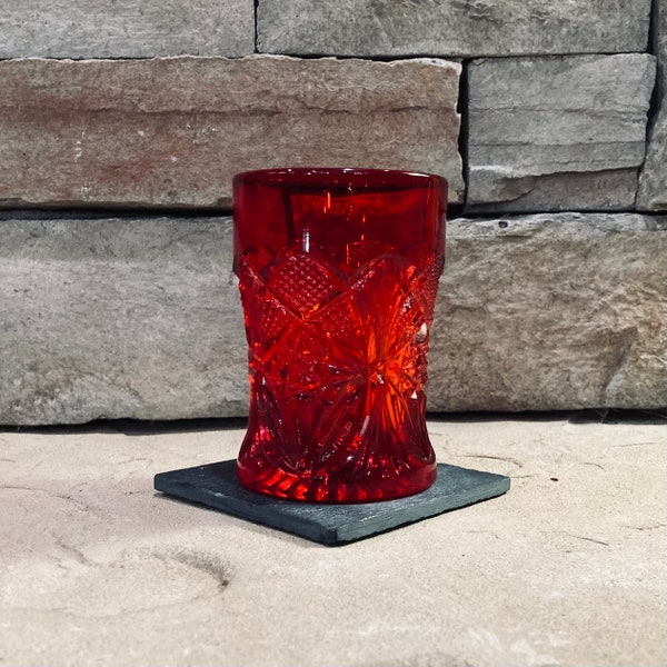 Vintage Red Cut-Glass Tumbler