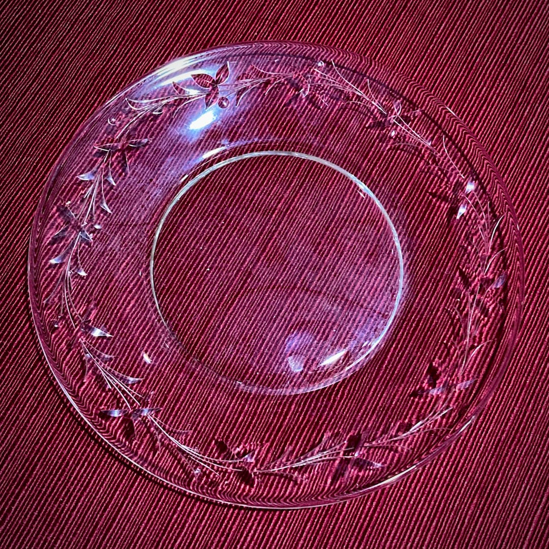 Rare Vintage Crystal Dessert Plates / laurelhurst Pattern by Kusak Cut