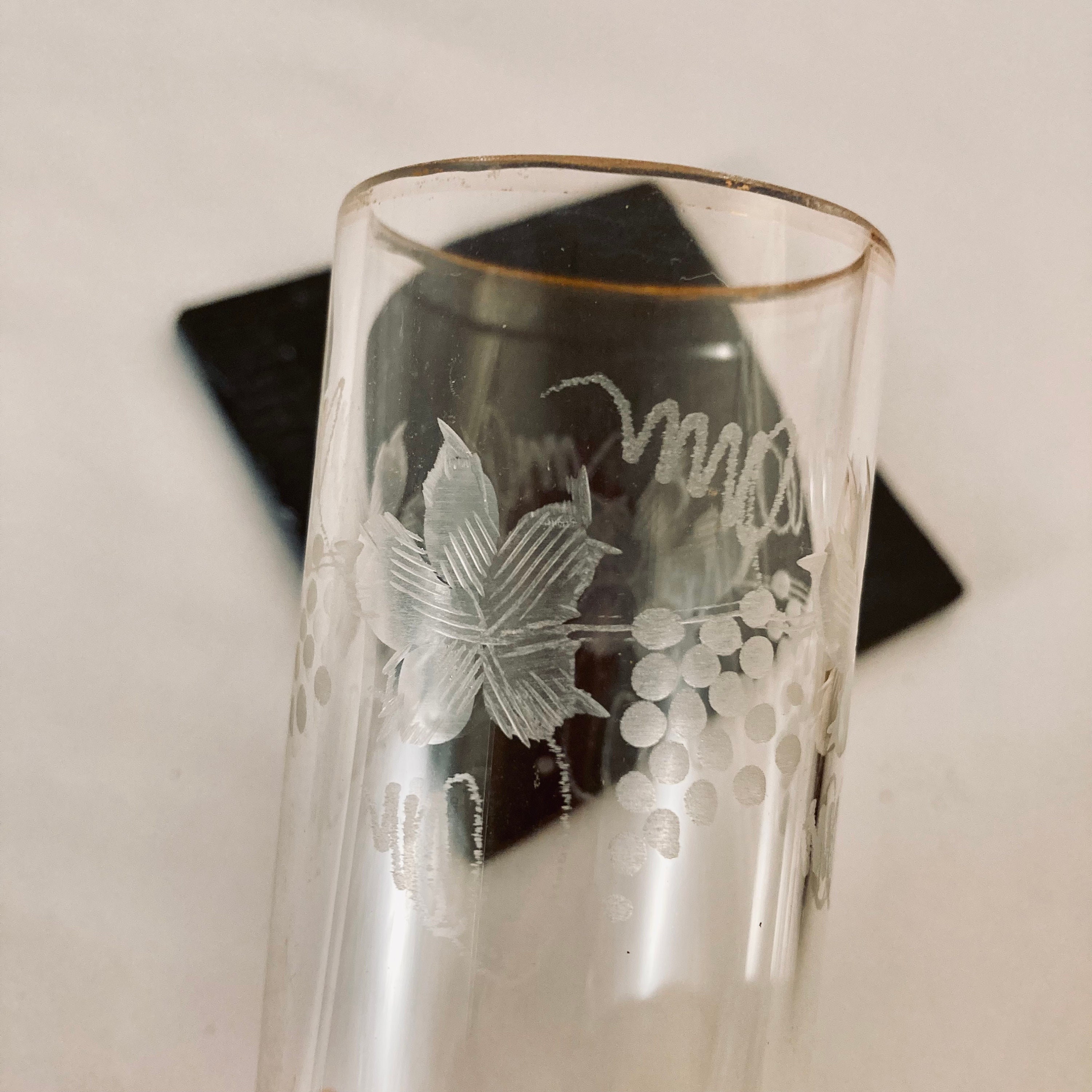 Set of 4, Etched Grapes Cluster Iced Tea Glasses, 16 Ounces. –