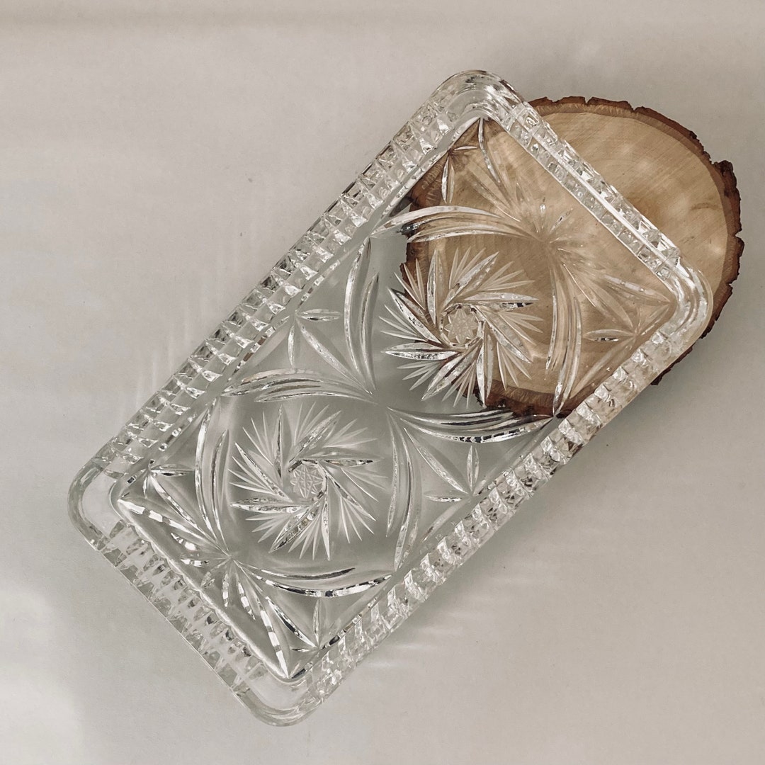 Vintage ABP Pinwheel Design Crystal Relish Tray - Etsy