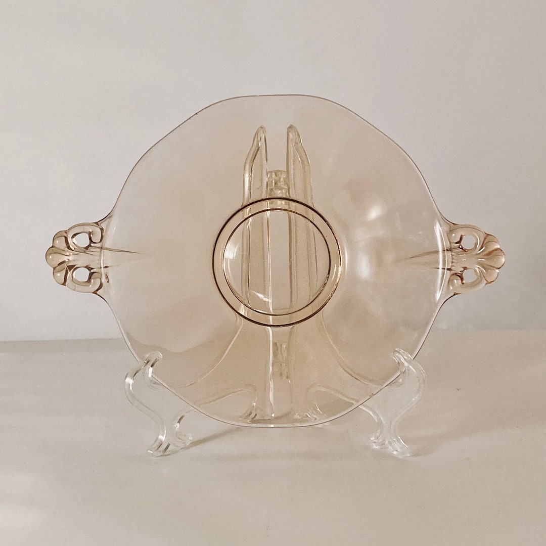 Vintage Pink Depression Glass Handled Plate Etsy