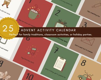 25 Printable Activity Advent Calendar 2025 – Fun Holiday Countdown for Kids & Family