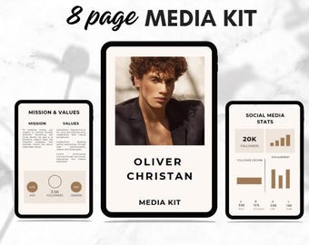 Minimalist Media Kit Template | 8 Page Brand Kit (Canva Editable)