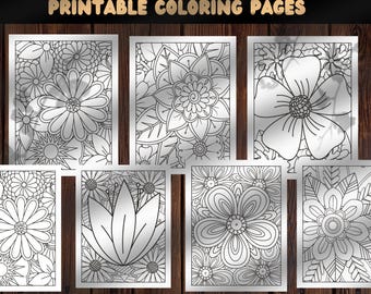 100 Coloring Pages for Adults -Grayscale Coloring Book, Printable Coloring Page for Women, Coloring Sheets PDF Mental Health Coloring Pages