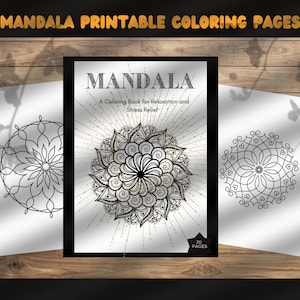Printable Mandala Coloring Book, 30 Printable sheets Mandalas for Stress Relief, Adult Coloring Pages Instant Download Digital