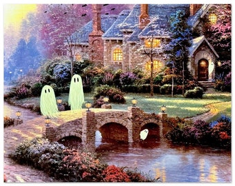 Ghost Art Print Halloween Wall Art Alternative Goth Horror Decor, 8" x 10"