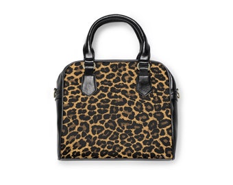 Leopard Print Shoulder Handbag and Top Handle with inside pockets, size 8x10