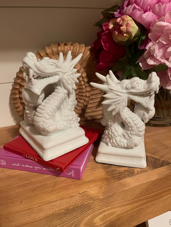 Vintage White Porcelain Dragon Fitz and Floyd Bookends -  Canada