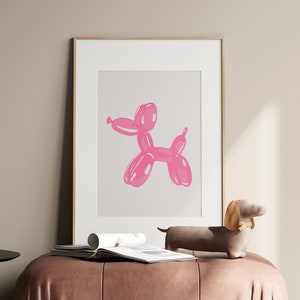 Pink Bubble Dog Trendy Print Pink Preppy Room Decor Girly Wall Art ...