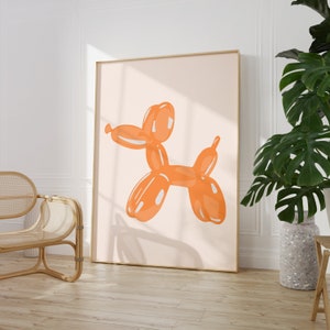 Orange Bubble Dog Trendy Print | Orange Preppy Room Decor | Girly Wall Art Print