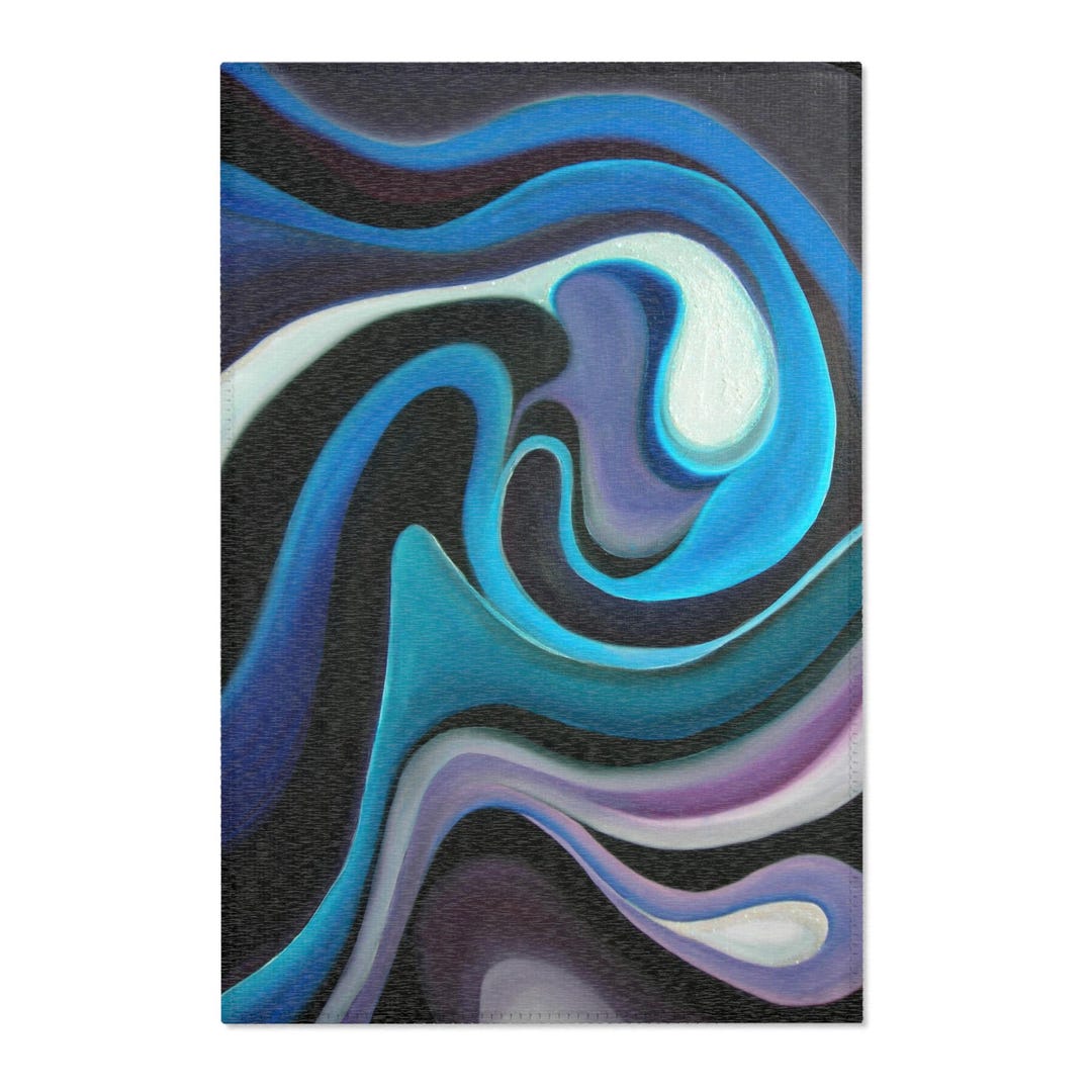 Abstract Waves Area Rug, Modern Home Décor, Living Room Accent ...