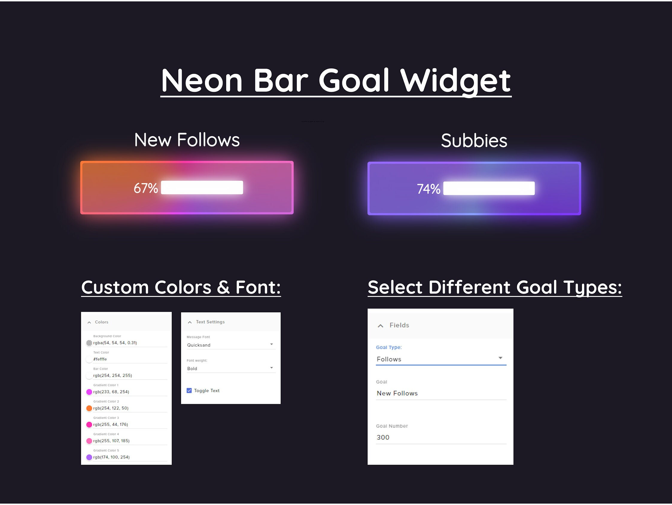 Led Neon Widget Animated Twitch Neon Bar Goal Widget - Etsy