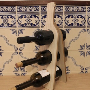 Soporte de botella de madera natural / soporte de botella de madera / soporte de botella flotante / soporte de botella de vino mágico, soporte de botella hecho a mano / decoración de la barra imagen 1