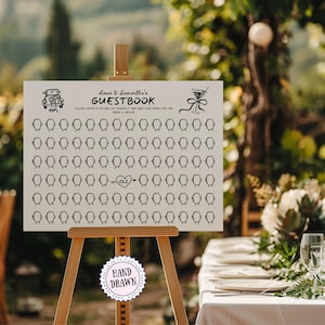 Interactive Wedding Guestbook Sign Template | Sketch a Guest, Editable Canva Sign | Guestbook Alternative | Hand-Drawn Wedding Keepsake CAS1