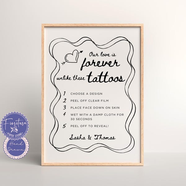 Temporary Tattoo Table Sign Etsy