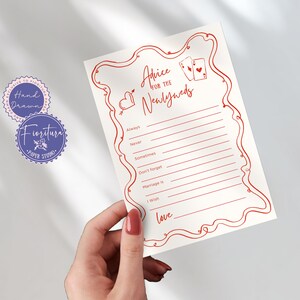 Consejos de Lucky in Love para los recién casados: juego de despedida de soltera, plantilla divertida y editable, Vegas Before Vows, borde ondulado rojo dibujado a mano, VEGAS1