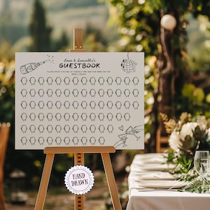Fun Personalised Hand-Drawn Wedding Guestbook Alternative Sign Template, Draw your Face Interactive Wedding Guest Game, Unique Memento, CAS1