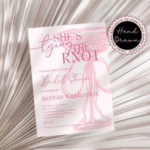 Elle fait le noeud d'invitation nuptiale de <br> Vous avez des idées ? Élégante coupe de champagne fantaisiste dessinée à la main et noeud de coquette | STB2 modifiable