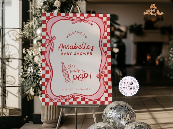 Retro Soda Pop Baby Shower Welcome Sign: 50s Style Template (Digital Download) POP1